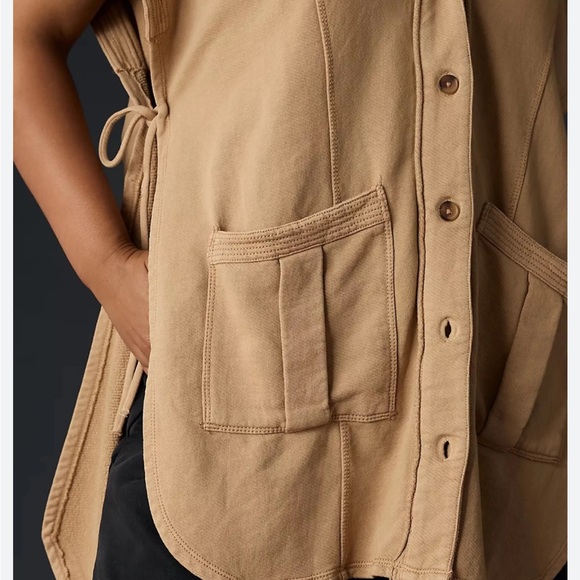 Pilcro Anthropologie Side-Tie Short Sleeve Button Front Poncho Vest - Picture 6 of 6